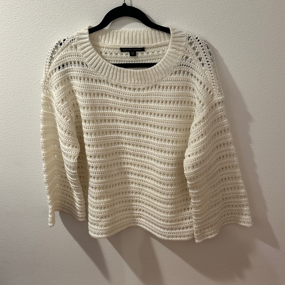 Boston Proper Cream Knit Sweater